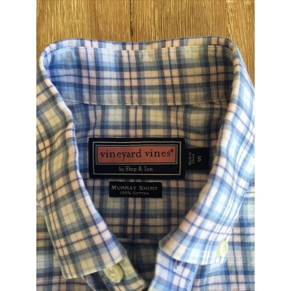 Vineyard Vines Mens MURRAY Shirt Button Up Long Sleeve Light Blue Plaid Size S - Picture 3 of 4